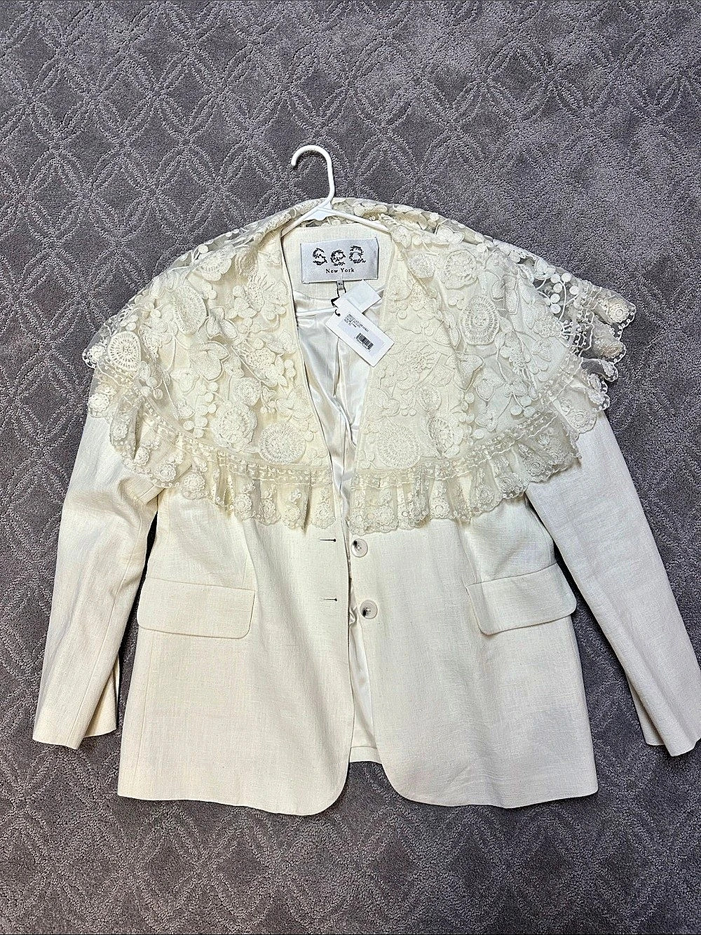 Sea New York Arielle Lace Cape Jacket Cream Size XL NWT